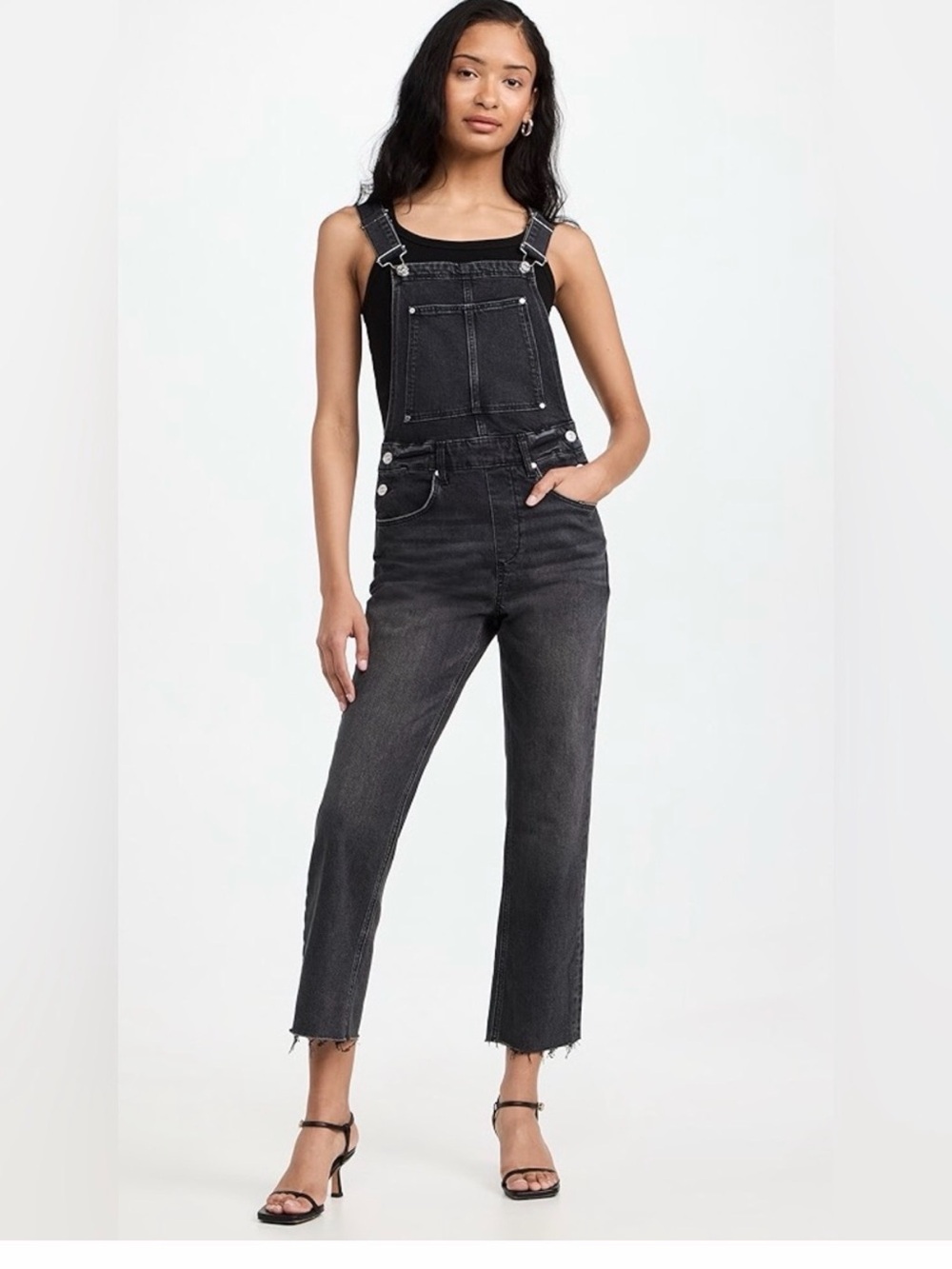 Paige Noella Washed Black Denim Overalls size 27